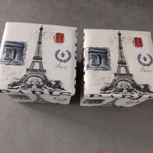 2 x Paris-themed ottoman storage boxes