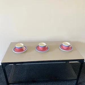 modern metal and painted pine coffee table - Image 2
