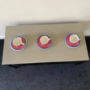 modern metal and painted pine coffee table - Image 3
