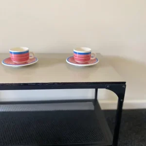 modern metal and painted pine coffee table - Image 5
