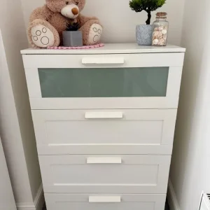 IKEA BRIMNES 4 Drawer Chest, White with Frosted Glass - Image 2