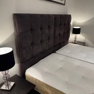Super King Bed Frame with Velvet Headboard and Divan Base - Image 2
