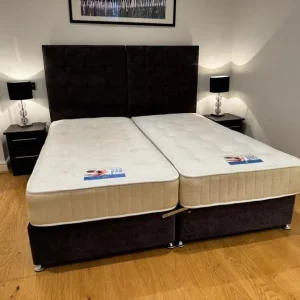 Super King Bed Frame with Velvet Headboard and Divan Base - Image 3