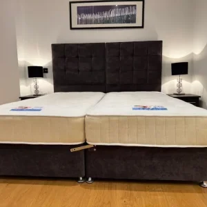 Super King Bed Frame with Velvet Headboard and Divan Base - Image 5