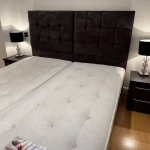 Super King Bed Frame with Velvet Headboard and Divan Base - Image 6