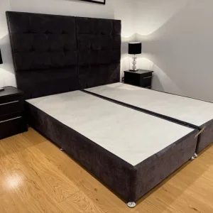 Super King Bed Frame with Velvet Headboard and Divan Base - Image 8