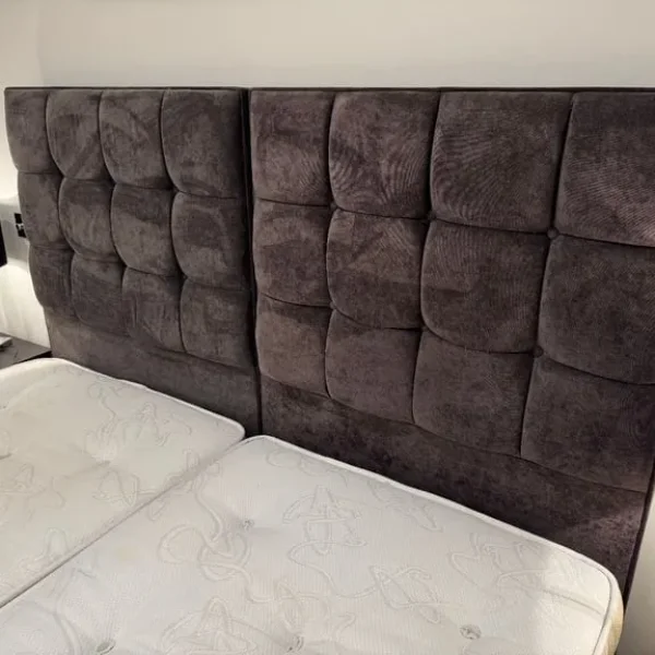 Super King Bed Frame with Velvet Headboard and Divan Base