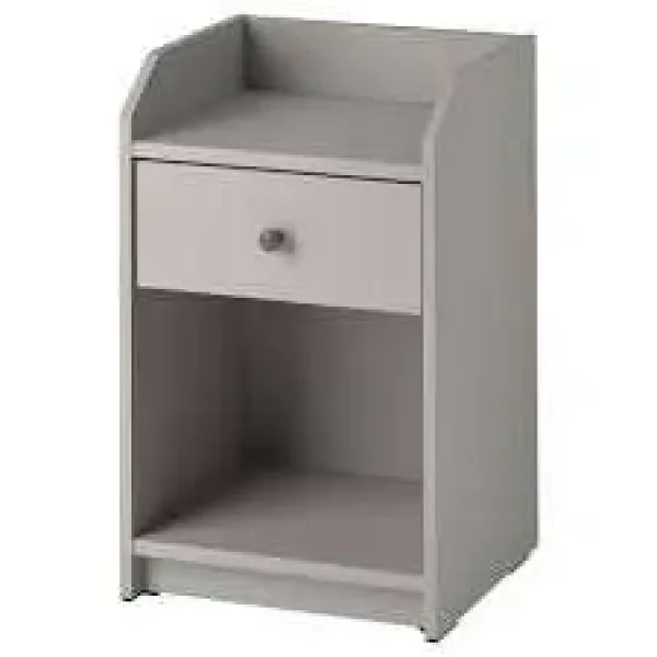 Two IKEA Hauga bedside tables, mid-grey