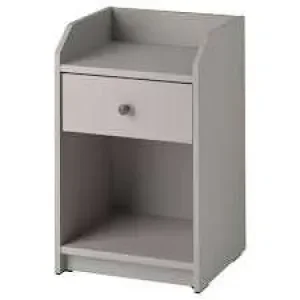 Two IKEA Hauga bedside tables, mid-grey