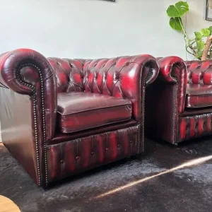 Oxblood Red Chesterfield Club Chairs - Image 2