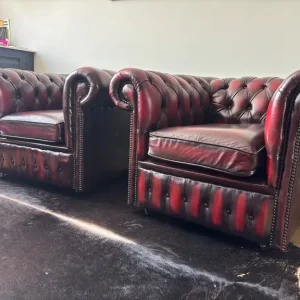 Oxblood Red Chesterfield Club Chairs - Image 3