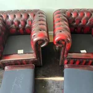 Oxblood Red Chesterfield Club Chairs - Image 8