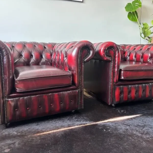 Oxblood Red Chesterfield Club Chairs