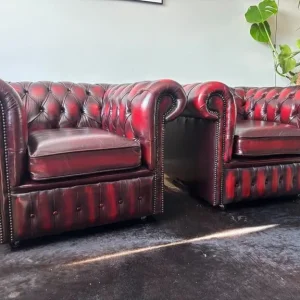 Oxblood Red Chesterfield Club Chairs