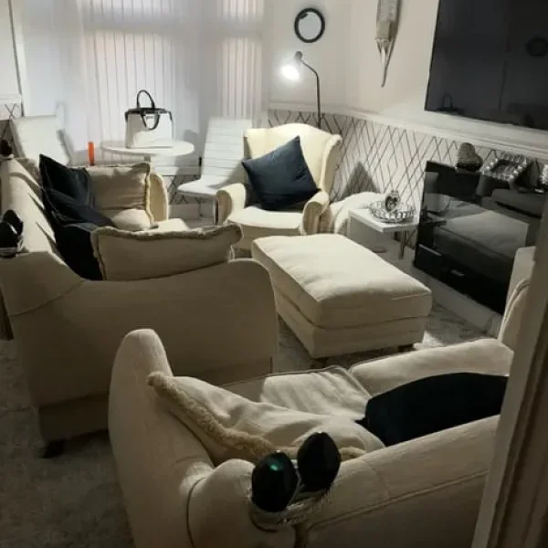 Beige sofa suite