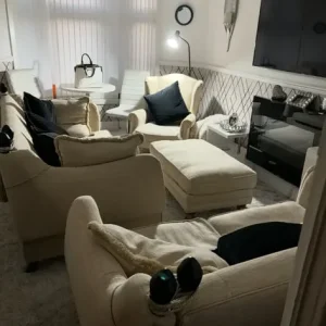 Beige sofa suite