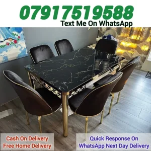 Gold dining table with extendable and round options, 4 or 6 chairs - Image 5