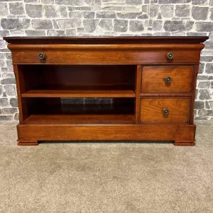 Vintage St Michael Solid Wood TV Cabinet with Drawers and Shelves
