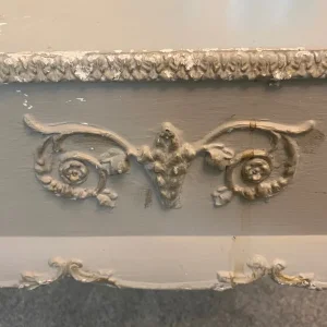 Shabby Chic Dove Grey Desk with Ornate Carvings - Image 8