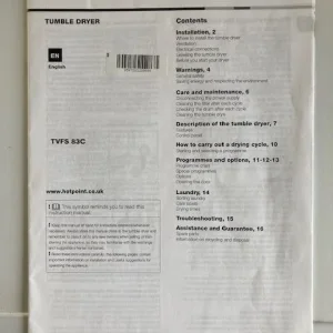 Hotpoint Aquarius 8kg vented tumble dryer - Image 5