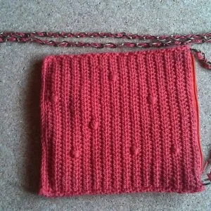 Vintage 1960s Knitted Shoulder Bag With Brass Chain Strap