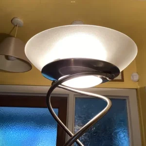 Stainless steel floor lamp with twin lights and dimmer - Image 3