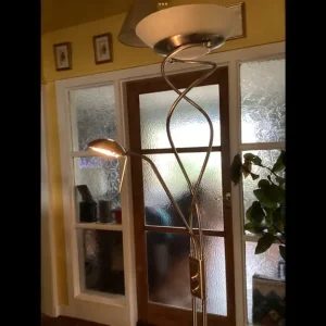 Stainless steel floor lamp with twin lights and dimmer - Image 8