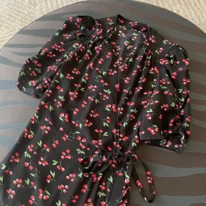 French style midi dress Silk with cherry print - Image 5