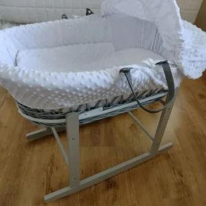 Baby Crib Wicker Basket Grey - Image 2