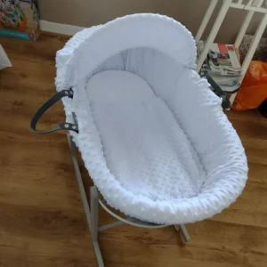 Baby Crib Wicker Basket Grey