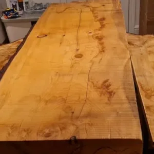 Handmade oak dining table with live-edge benches - Image 2