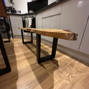 Handmade oak dining table with live-edge benches - Image 5