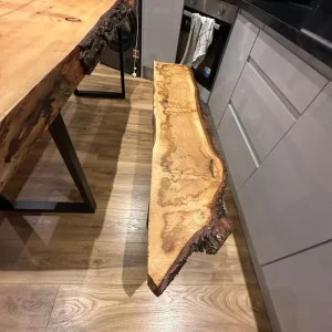 Handmade oak dining table with live-edge benches - Image 6