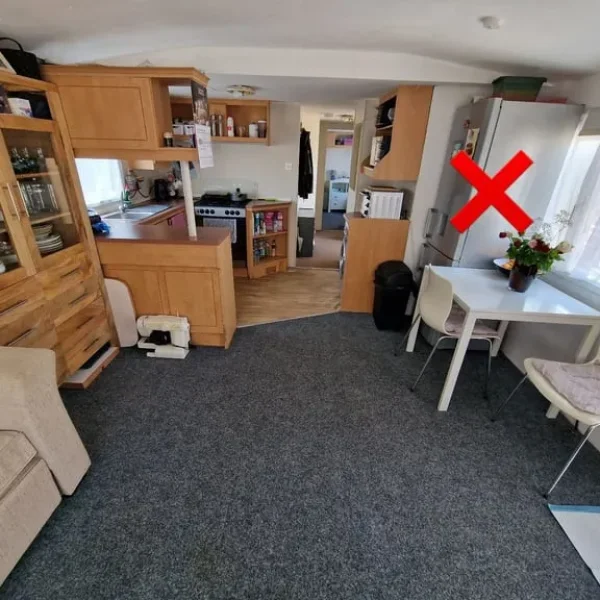 Caravan with appliances and furniture