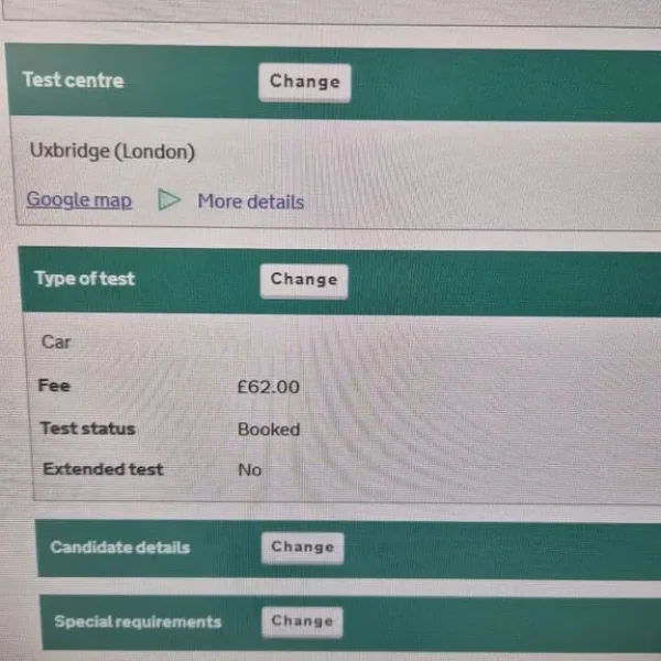1 x Driving test date (sale, Trafford)