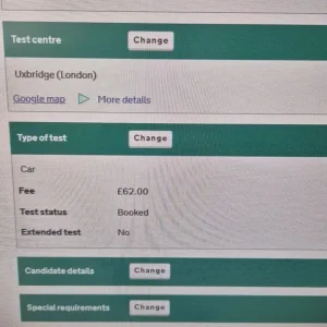 1 x Driving test date (sale, Trafford)