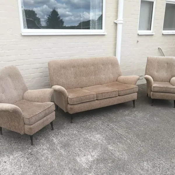 3 Seater Sofa and Two Matching Armchairs - Mid Century - Retro