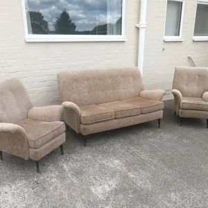 3 Seater Sofa and Two Matching Armchairs - Mid Century - Retro