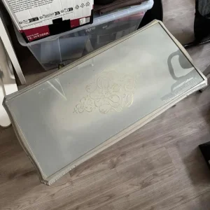Grey Ornate Coffee Table with removable glass top - Image 3