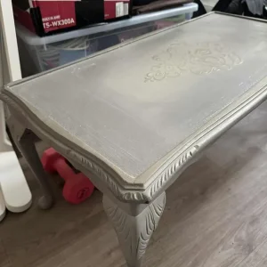 Grey Ornate Coffee Table with removable glass top - Image 6