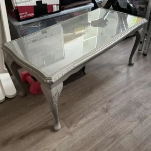 Grey Ornate Coffee Table with removable glass top