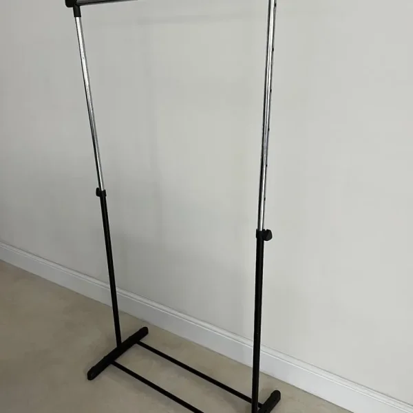 Black Clothes Rack, Adjustable Height, Side Hook, Extendable Rail
