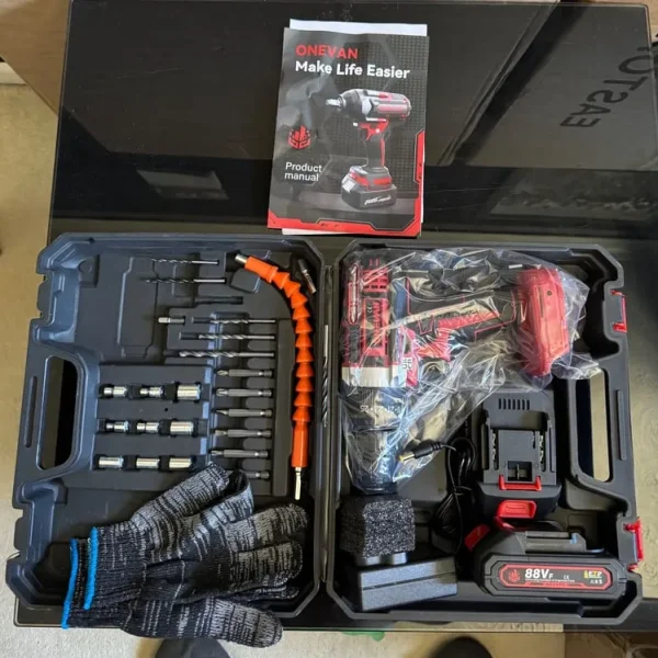 ONEVAN 500W Electric Impact Drill Set Hammer 38N.M Drill Cordless Screwdriver