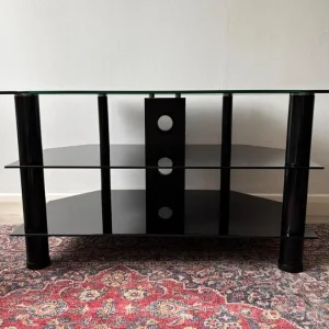 3-Tier Black Glass TV Stand - Image 2