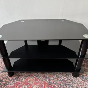3-Tier Black Glass TV Stand - Image 3