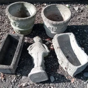 Concrete pots, troughs and girl ornament - Image 5