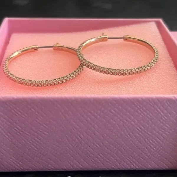 Swarovski crystal rose gold hoop earrings