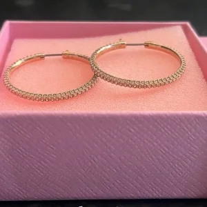 Swarovski crystal rose gold hoop earrings