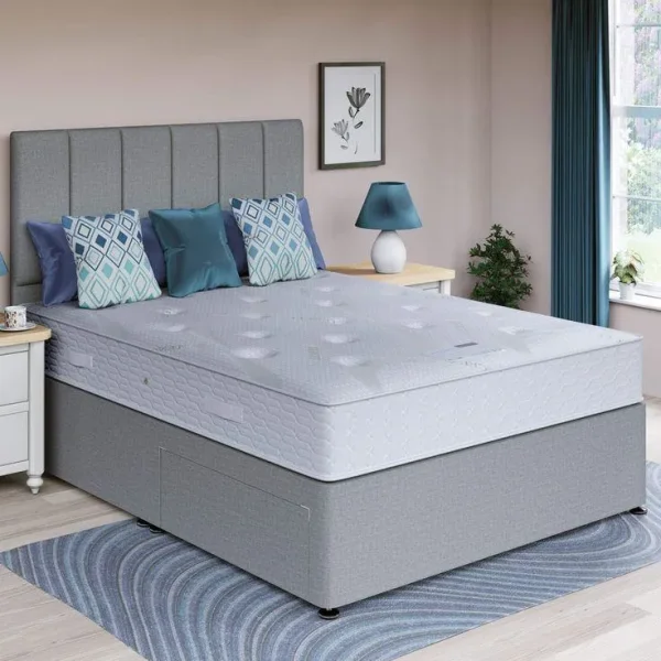Divan bed with stitched design and full drawer base – Single, Small Double, Double, King Size
