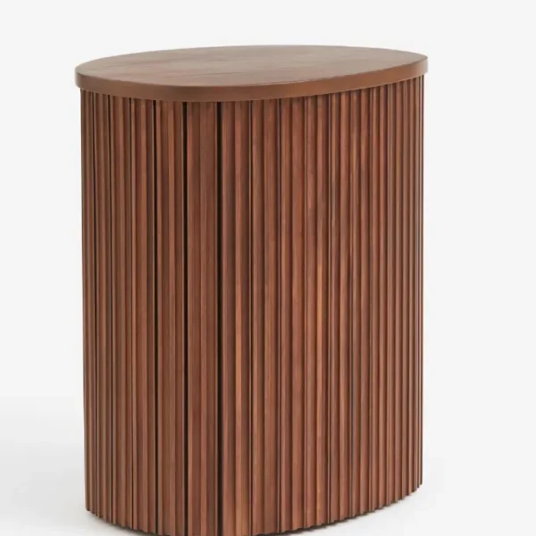 H & M oak wood fluted side table